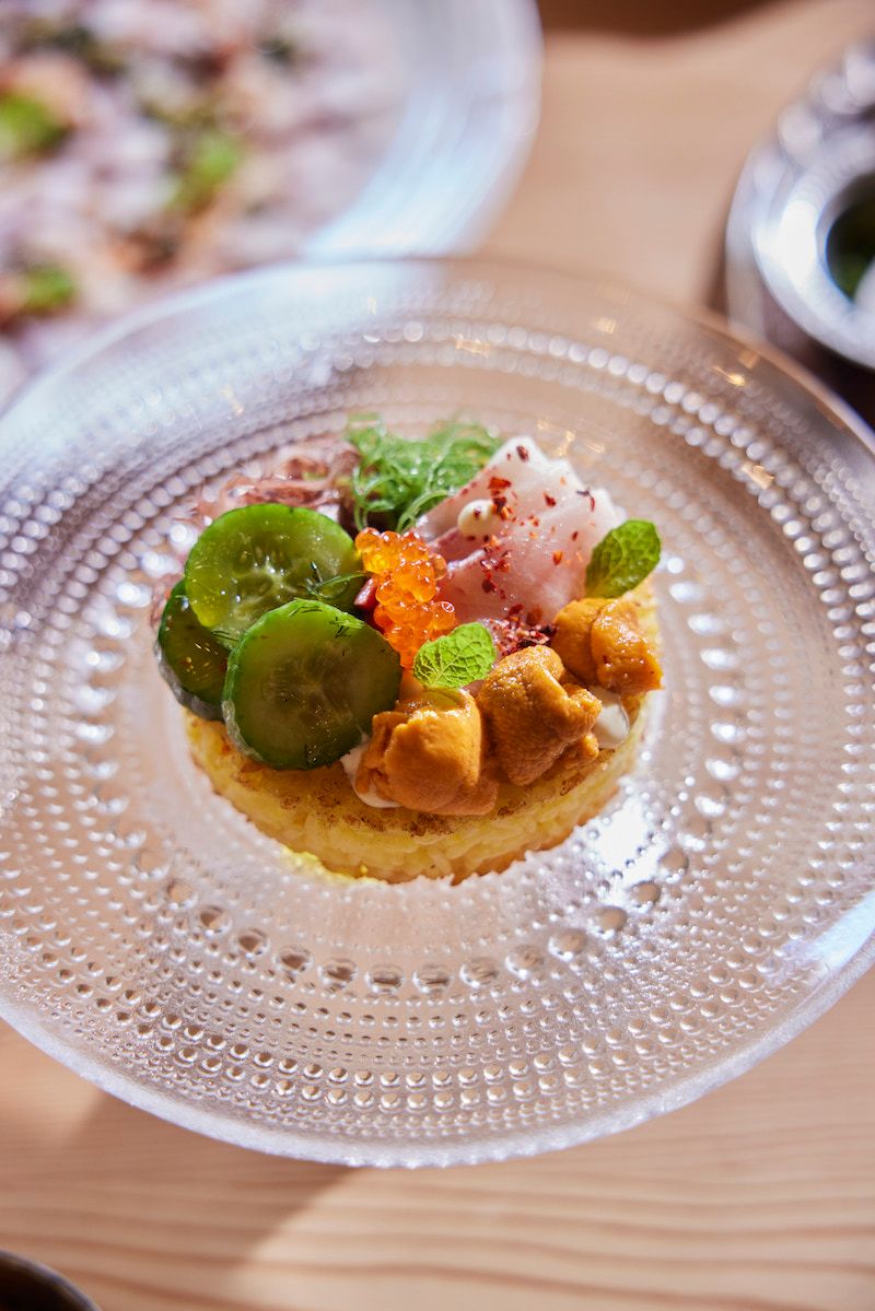 California tahdig with sea urchin. dalida