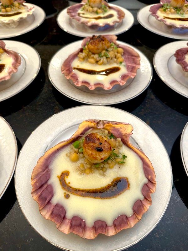 Bistro Ember’s signature yogurt soup, served with a seared scallop.