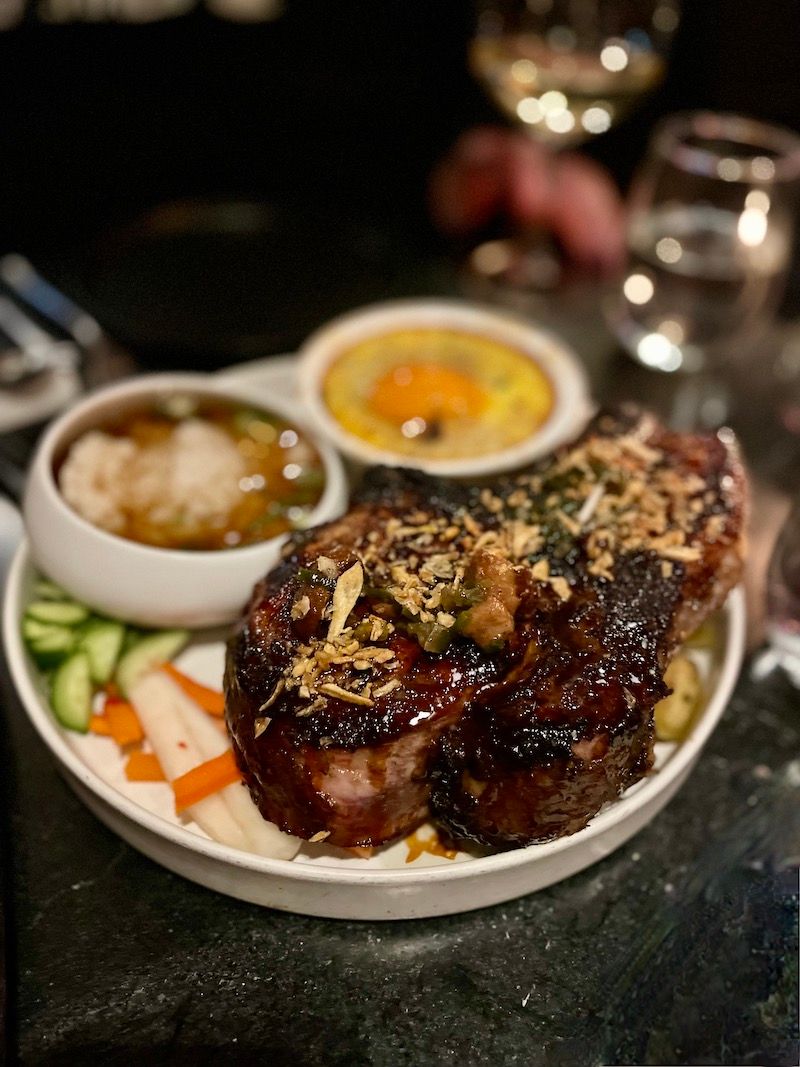 BBQ Berkshire double pork chop at Lily