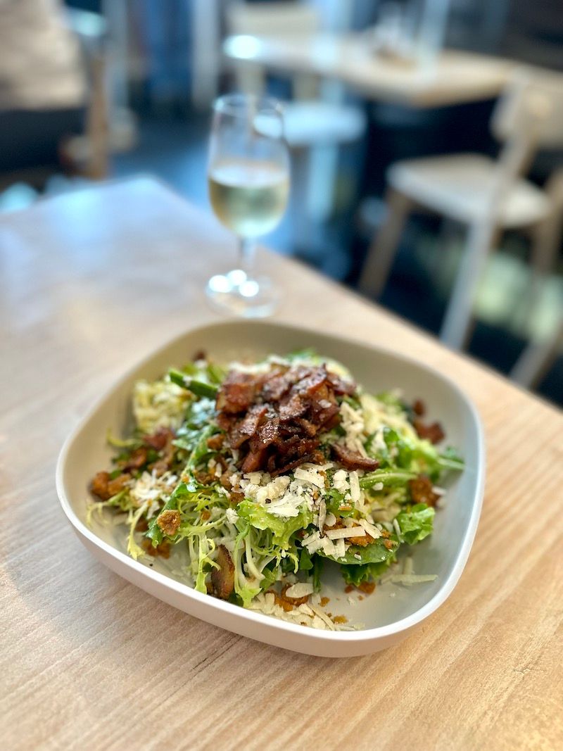 House salad with Pan’terra breadcrumbs and guanciale. pasta supply co