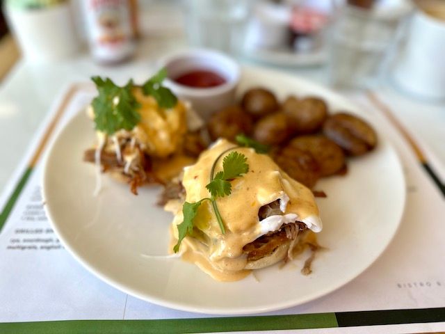 Carnitas eggs Benedict 