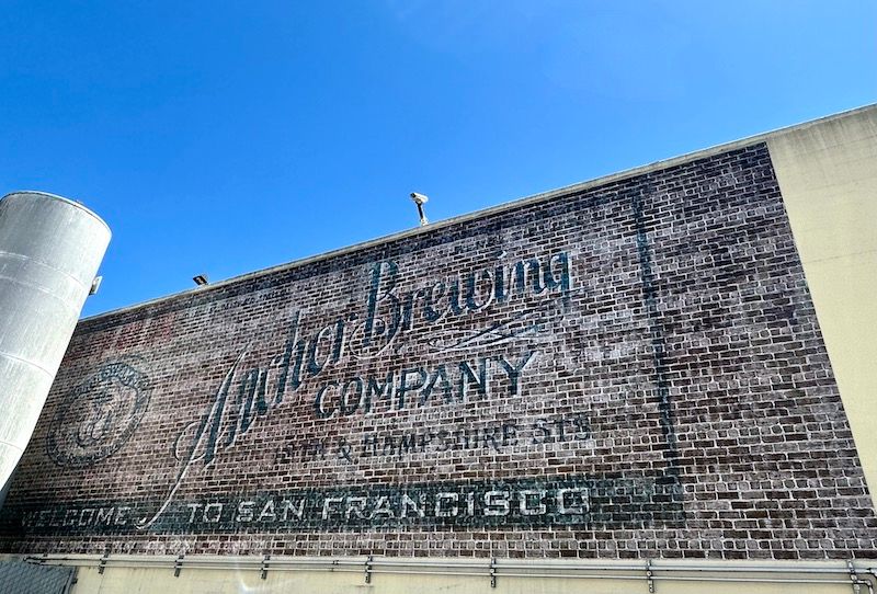 brick mural outside Anchor Brewing Company.