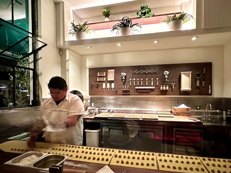 pasta being made at the pasta bar