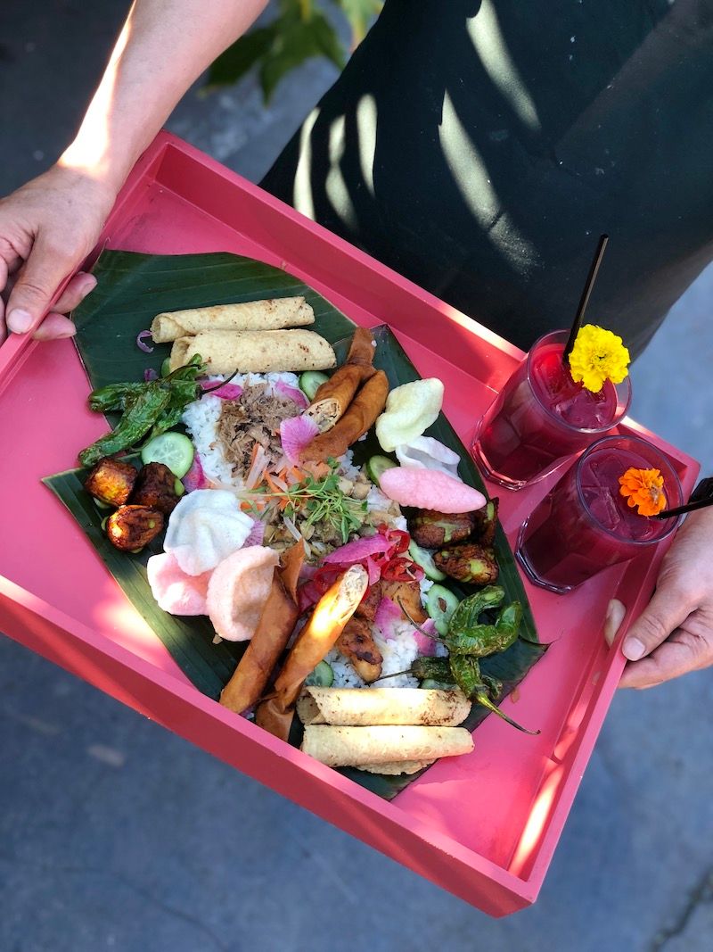 A Kamayan platter with lumpia and more