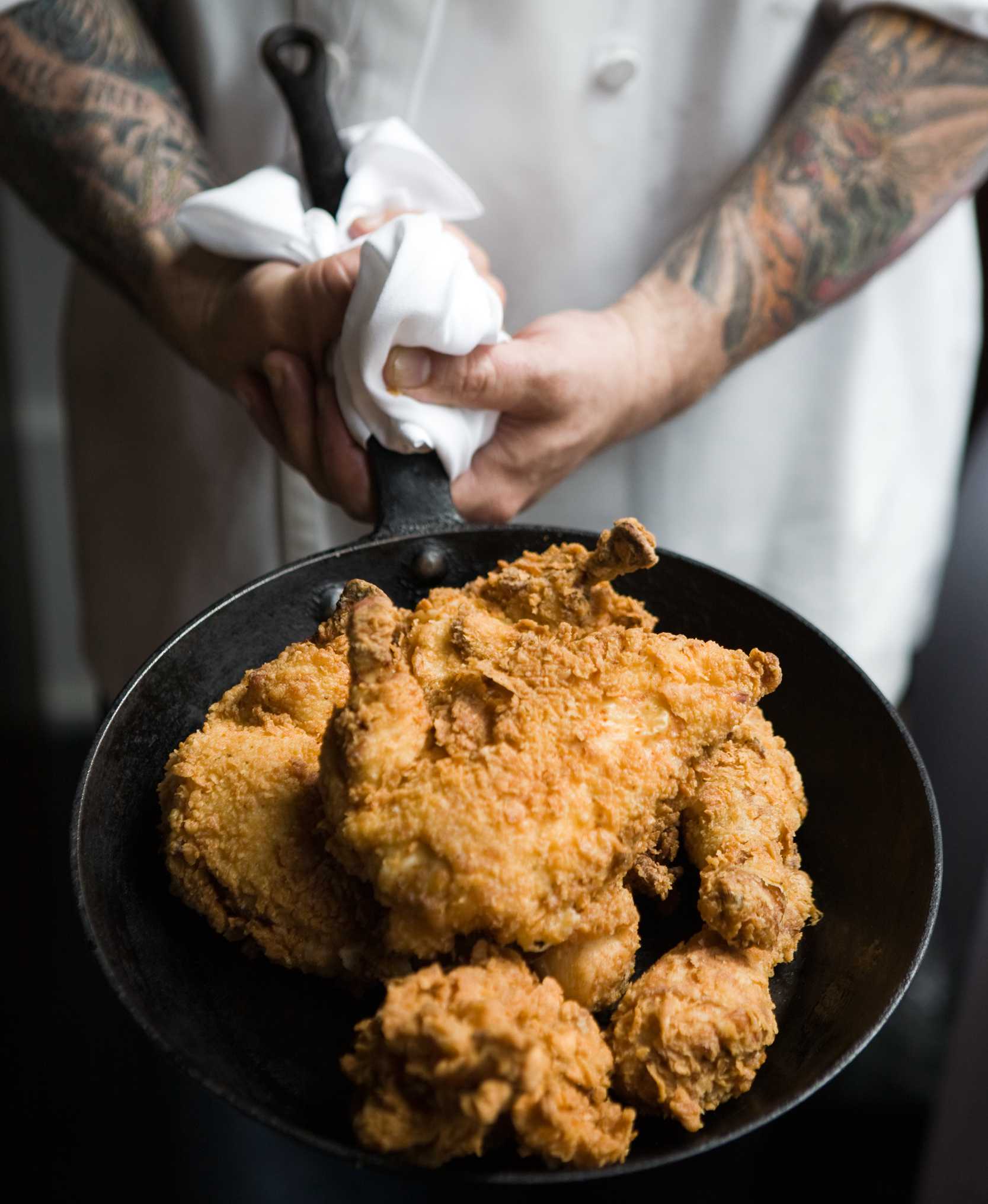 pan of fried chicken