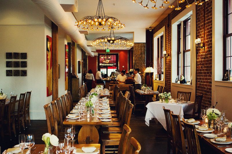 warm dining room at Town Hall before service
