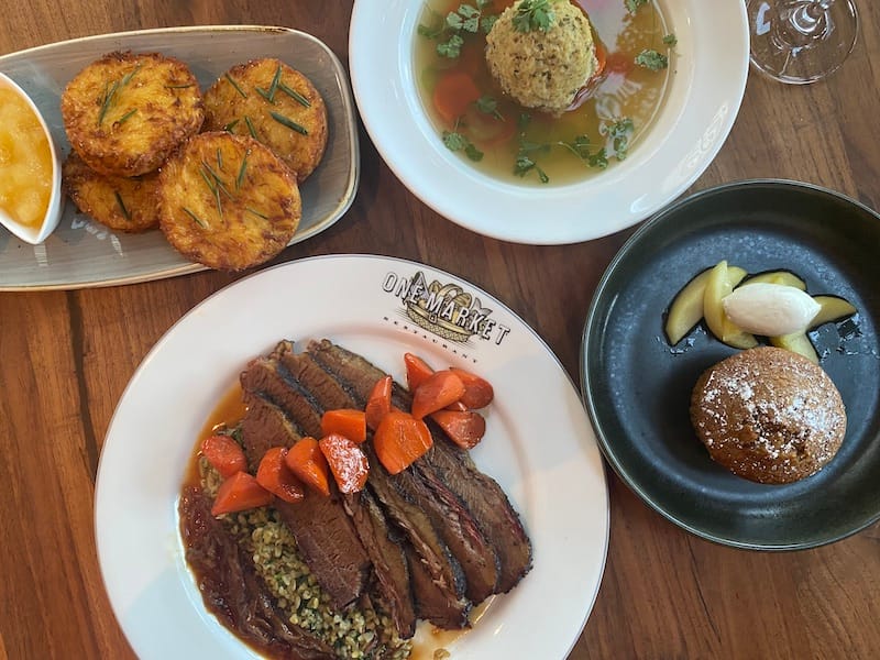 One Market’s delicious Hanukkah dinner includes brisket and latkes!