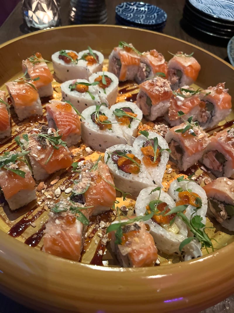 two kinds of sushi rolls