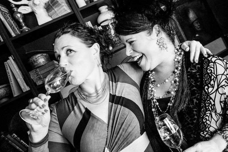 The Gagliardi sisters drinking Champagne at Top It Off. Photo: Aubrie Pick.