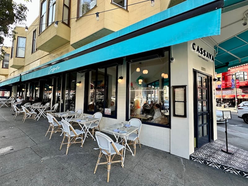 outdoor tables at Cassava. 