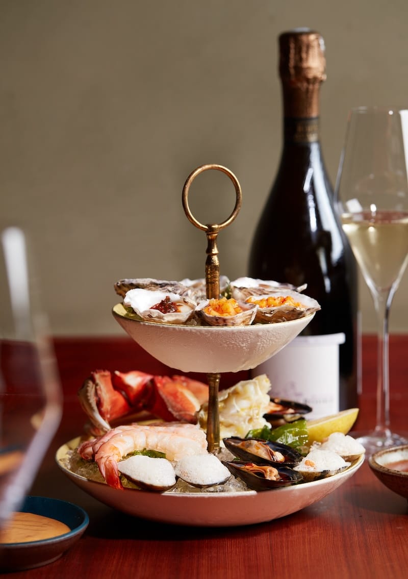 seafood tower at the bar at osito