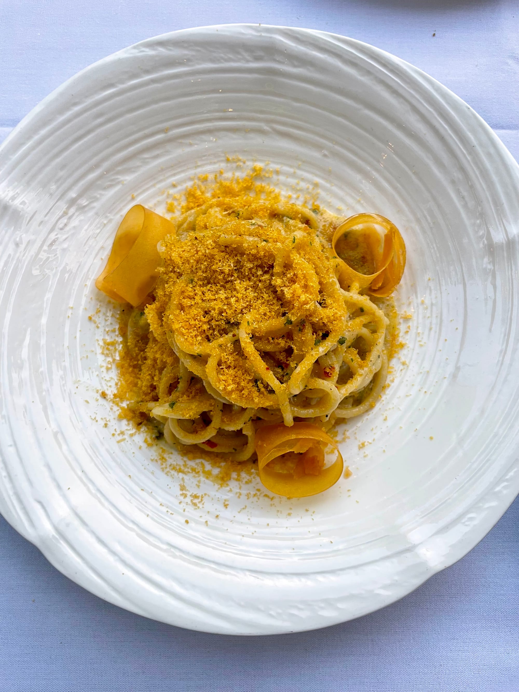 My last plate of Massimo’s Spaghittusu cun Allu Ollu e Bottariga (fresh spaghetti, spicy oil, garlic, cured fish roe).