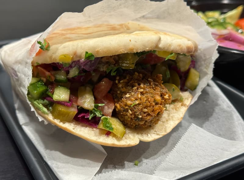 Falafel in a pita at Sam’s East. Photo: Emad ElShawa.