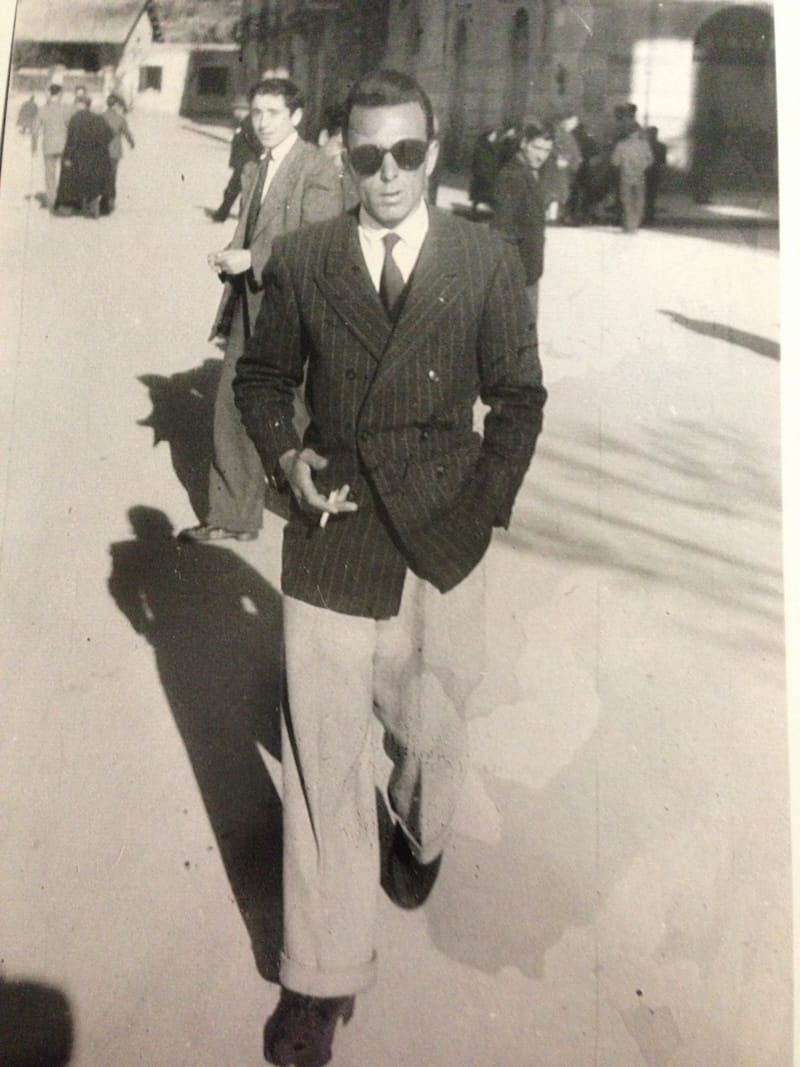 Uncle Tony strolling on Corso Mazzini in Cosenza, Calabria. This photo was taken by a street photographer who was known for taking pictures of passersby and then selling prints at his kiosk. 