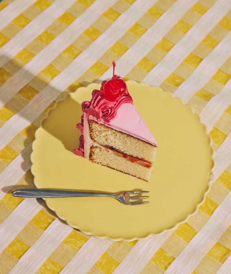 Pink on Pink cake: Swiss meringue buttercream with a vanilla Victoria sponge cake with strawberry jam. Photo: Andria Lo.