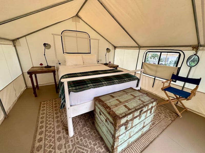 Inside my glamping tent. Photo: © tablehopper.com.