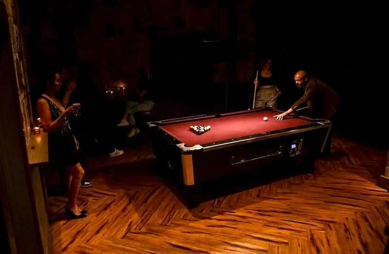 The red felt pool table in the Nob Hill Grotto. Photo: Aliah Husain.&nbsp;