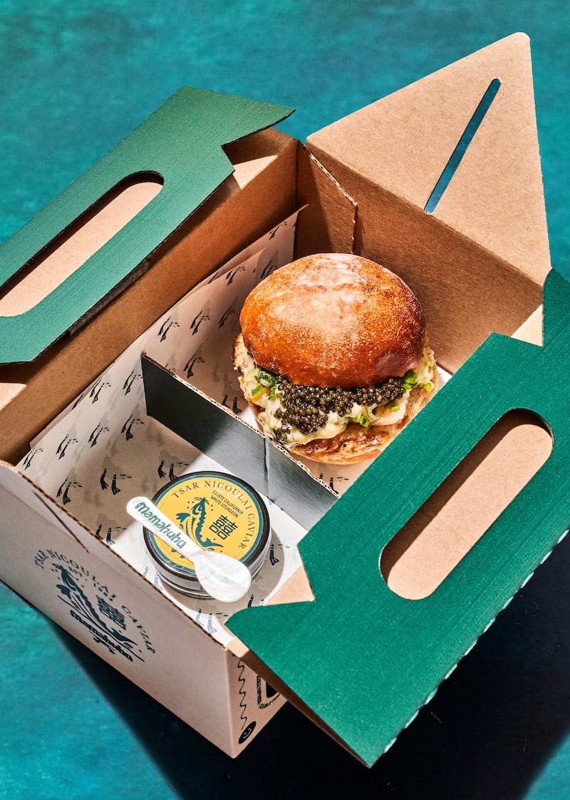 The Double Happiness Meal at Mamahuhu with Tsar Nicoulai Caviar. Photo: Erin Ng.