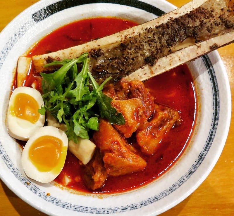 A bowl of oxtail tomato ramen from Ushi Taro Ramen Inner Sunset. Photo: © tablehopper.com.