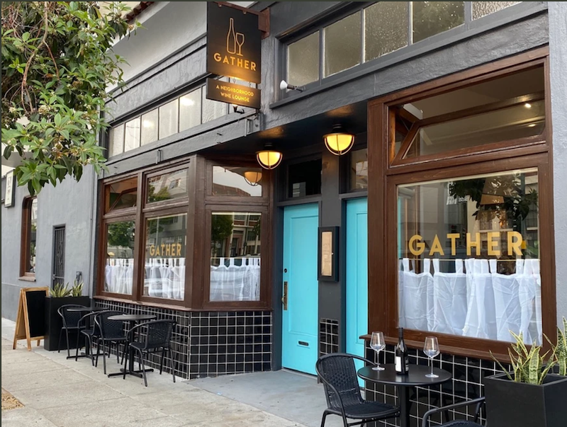 Curb appeal: the bistro-inspired exterior of Gather Wine Lounge. Photo courtesy of Gather Wine Lounge.