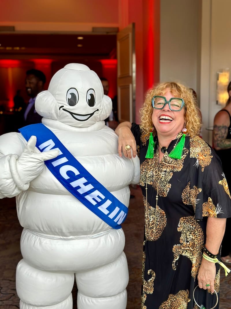 Your tablehopper at the 2024 Michelin Guide awards reception (before I felt like punching a hole in Bibendum). Photo: © tablehopper.com.