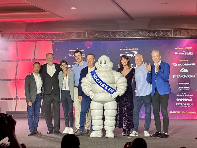 Three-star chefs Corey Lee, Michael Tusk, Dominique Crenn, William Bradley, Katina and Kyle Connaughton, and Thomas Keller. Photo: © tablehopper.com.