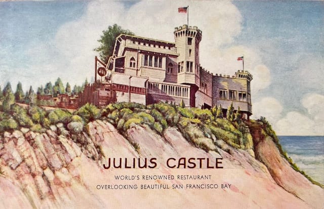 A vintage postcard of Julius’ Castle from the tablehopper ephemera collection.