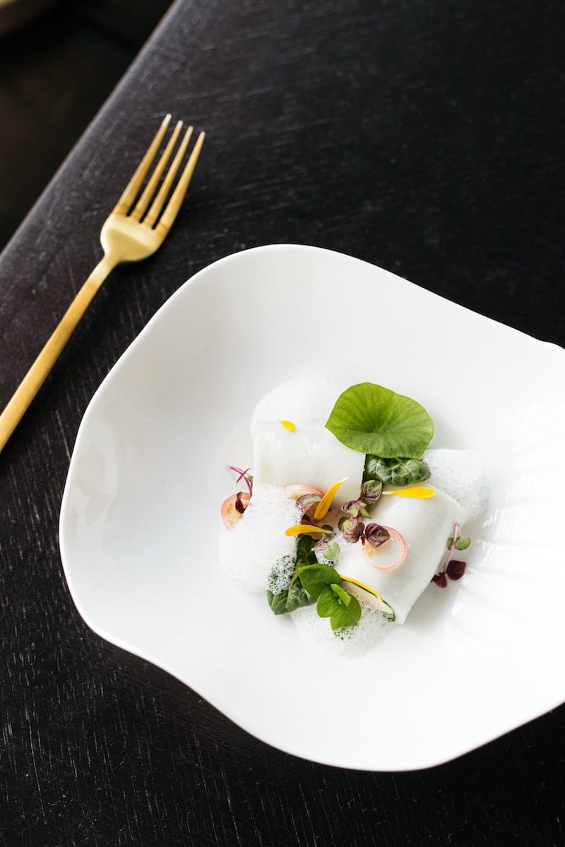 A former Commonwealth dish on Jason Fox’s upcoming Turntable menu at Lord Stanley: shrimp&nbsp;+ scallop roll with popcorn and yuzu kosho milk. Photo: Alina Tyulyu.
