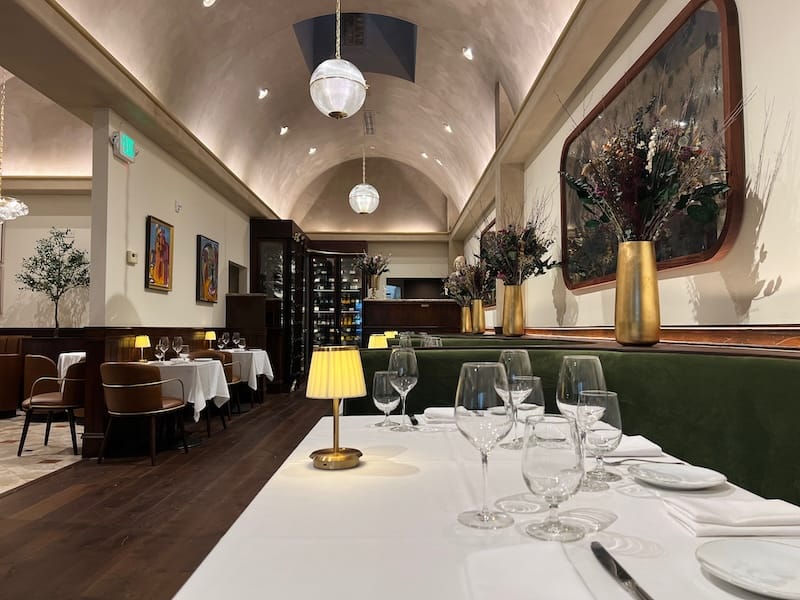 The galleria-inspired ceiling in the upstairs dining room at North Beach Restaurant. Photo courtesy of North Beach Restaurant.