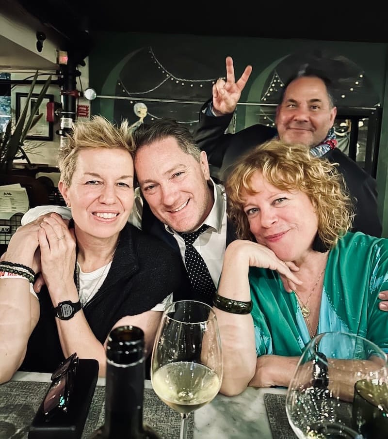 The end of the night at A16—staying up late with Elizabeth Falkner, event emcee Liam Mayclem, and Robco—just as Charles would have wanted us to do. Photo: © tablehopper.com.