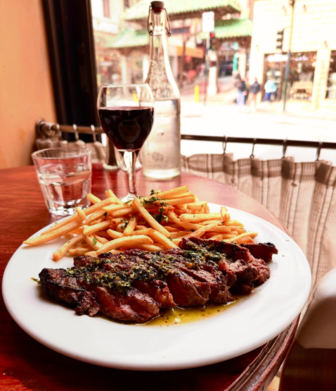 There’s a steak frites special at Café de la Presse to celebrate the return of their dinner service. Instagram photo via @cafedelapressesf.