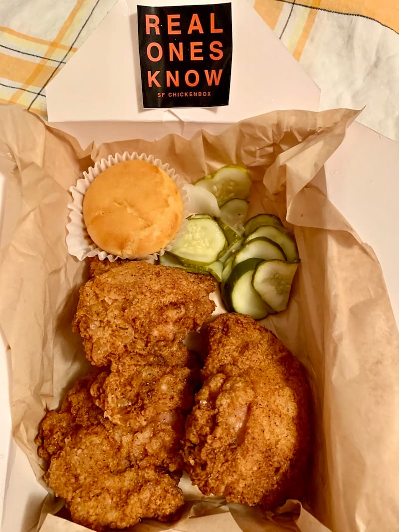 A fried chicken box of love from SF Chickenbox. Photo: © tablehopper.com.