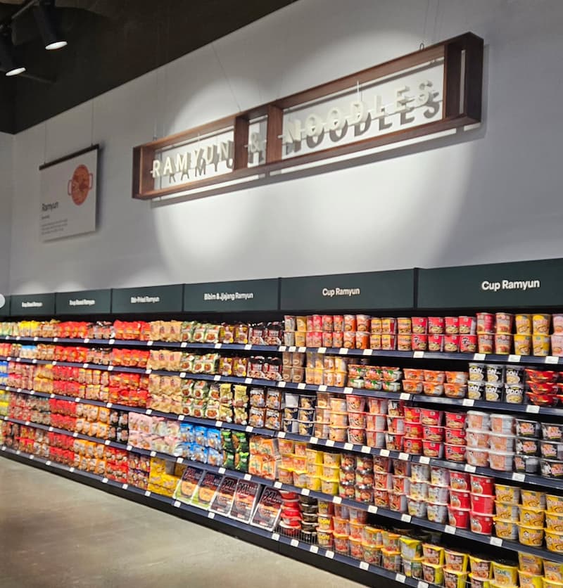 The ramen aisle of your dreams at the new Jagalchi food complex. Instagram photo via @jagalchi_official.