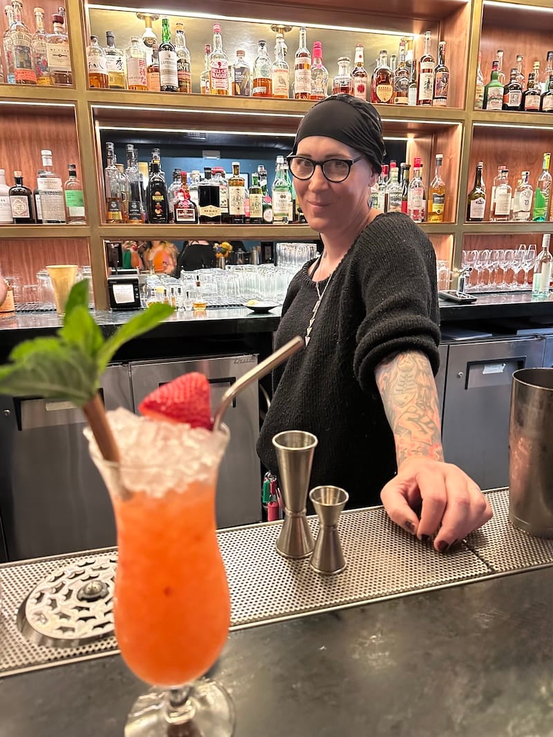 General manager Vyvyan and one of her N/A concoctions. Photo: © tablehopper.com.