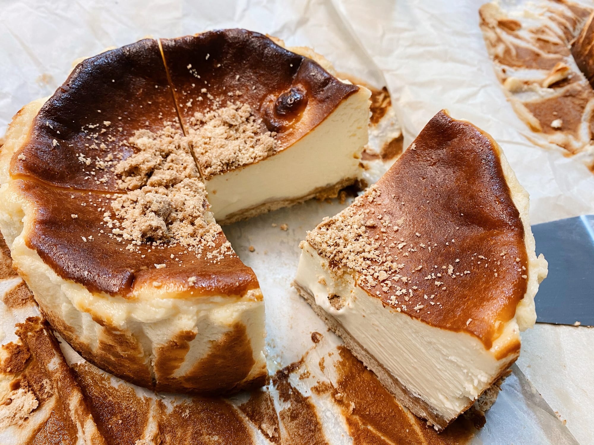 Vanilla and salted egg yolk crust Basque cheesecake. Photo via Oui Oui! Macaron’s website.