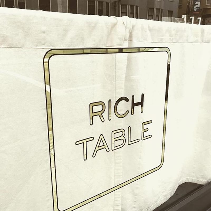 The window at Rich Table in Hayes Valley. Photo via Rich Table’s Facebook page.