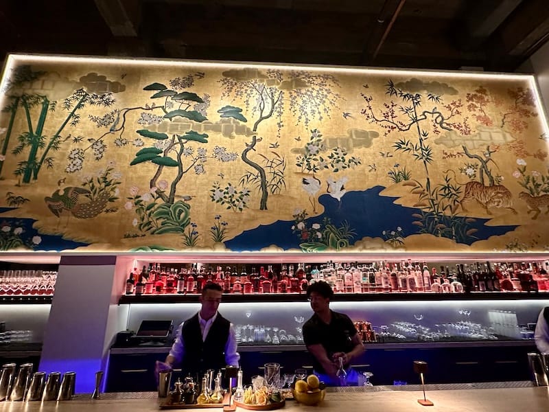 The dramatic mural above the bar at Bar Shoji. Photo: © tablehopper.com.