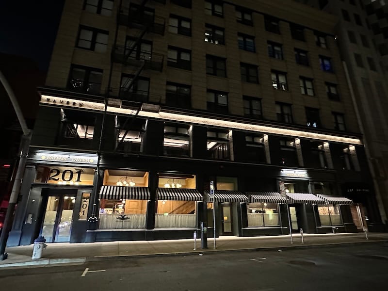 The two-story Wayfare Tavern is opening at the corner of Pine and Battery. Photo: © tablehopper.com.