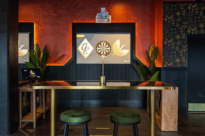 One of the semi-private AR dart lanes. Photo courtesy of Golden Eye Social.