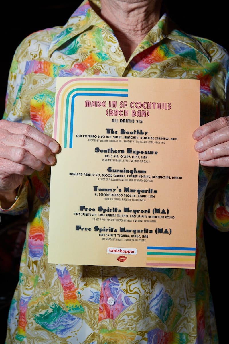 The custom Made in SF cocktail menu at Bohemian Sunday. Photo: Molly DeCoudreaux Photography.