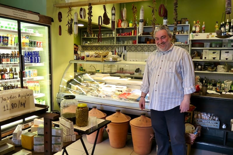 The owner of the wonderful Pantopṓlion shop in Koukaki. Photo: © tablehopper.com.