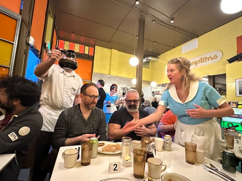 Settling in for breakfast for dinner at Compton’s Cafeteria Riot. Photo: © tablehopper.com.