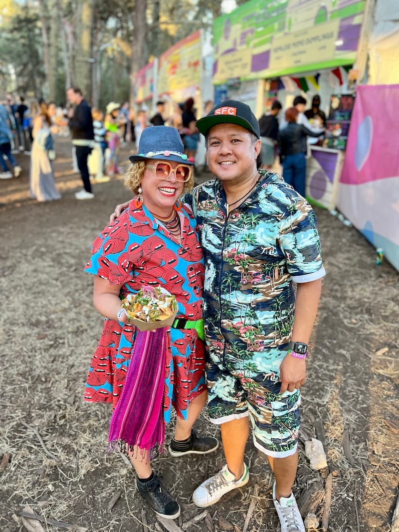 Checking in with my fellow print-lovin’ homie Fabien Santos of Merkado at Outside Lands (2022). Photo: © tablehopper.com.