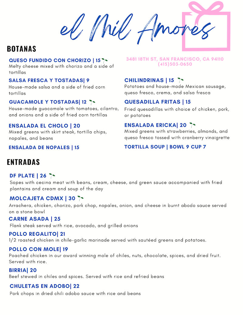 A preview of the opening menu for Regalito El Mil Amores.