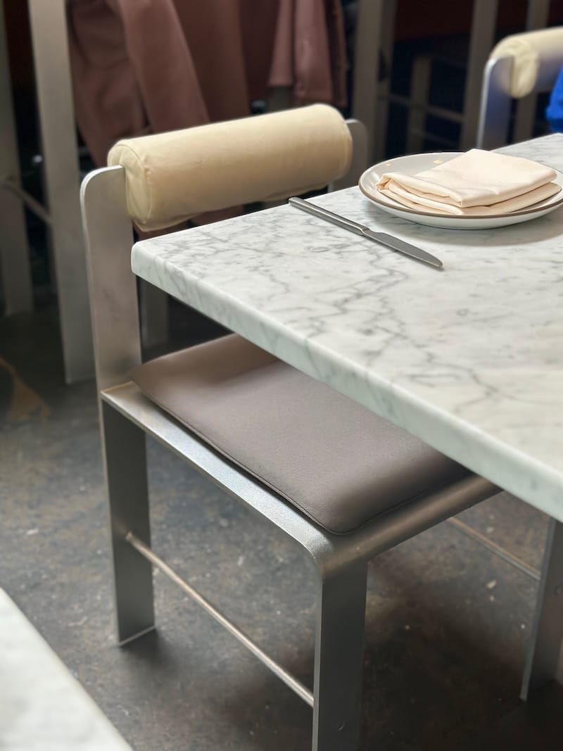 The new custom-fabricated chairs. Photo: © tablehopper.com.