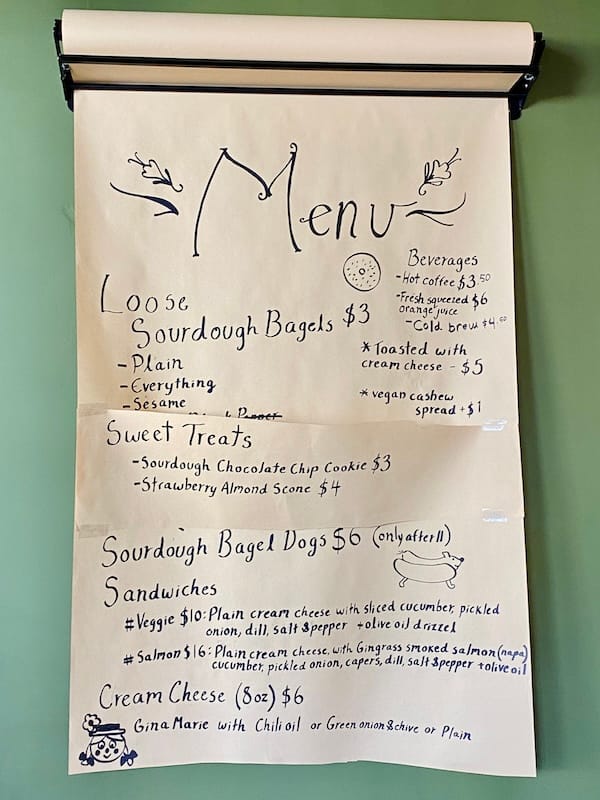 The soft-opening menu, decorated by Orloff’s fiancée, Jessica Thornton Murphy. Photo: Olivia Casellini for tablehopper.com.