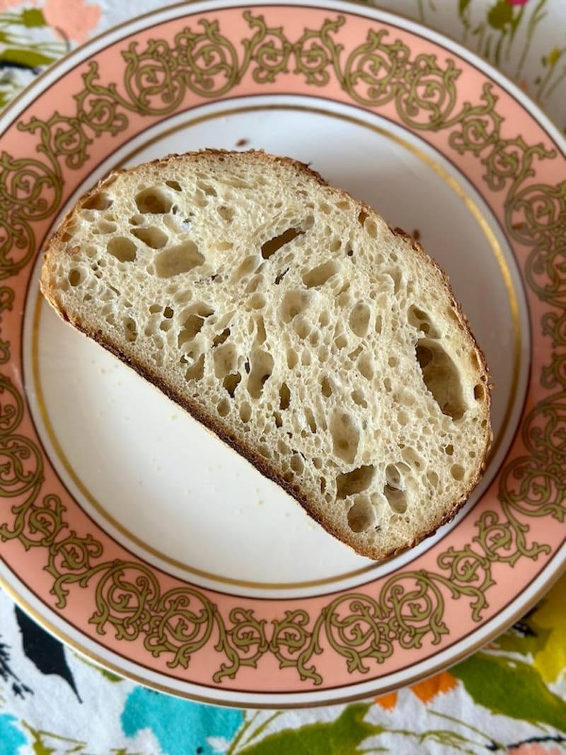 A slice of Leaven Worth’s golden flaxseed loaf. Photo: © tablehopper.com.
