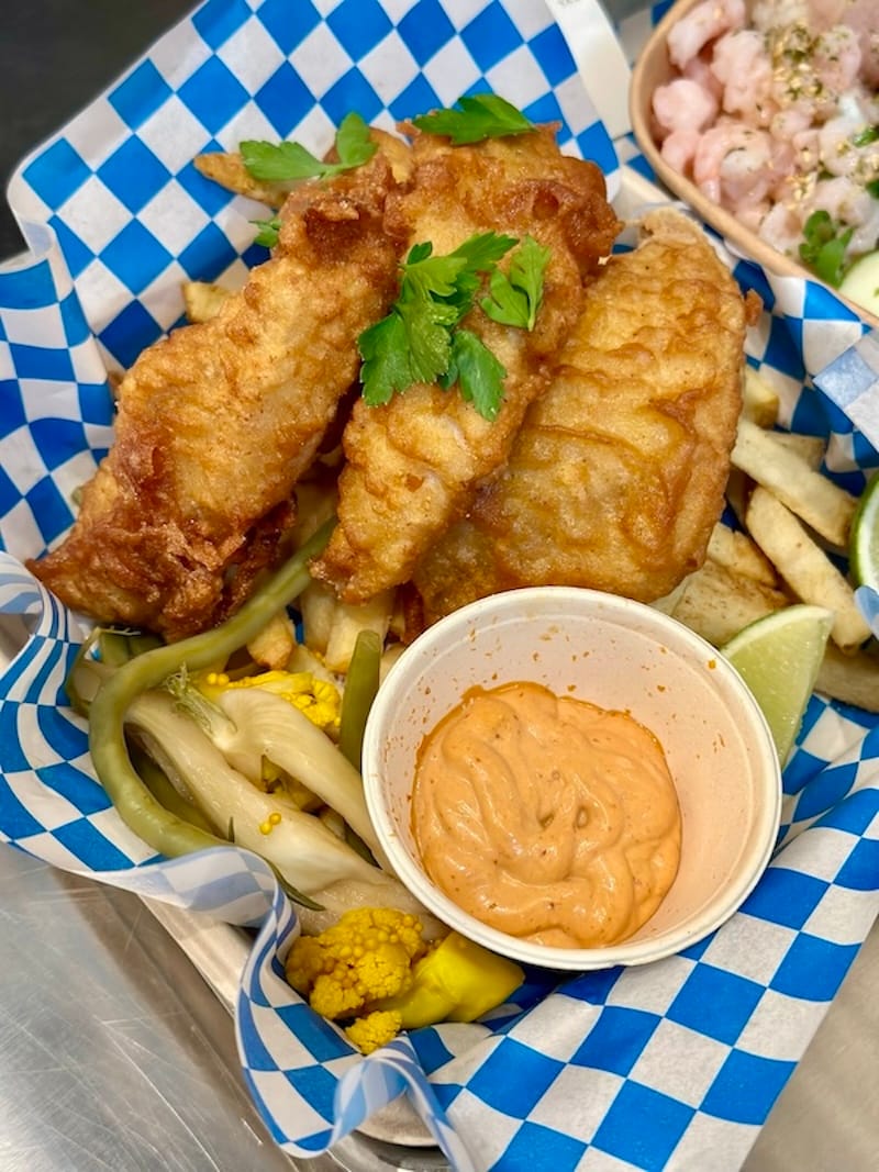 Fish ’n’ chips, featuring wild local rockfish and cumin-spiced Kennebec fries. Photo: © tablehopper.com.