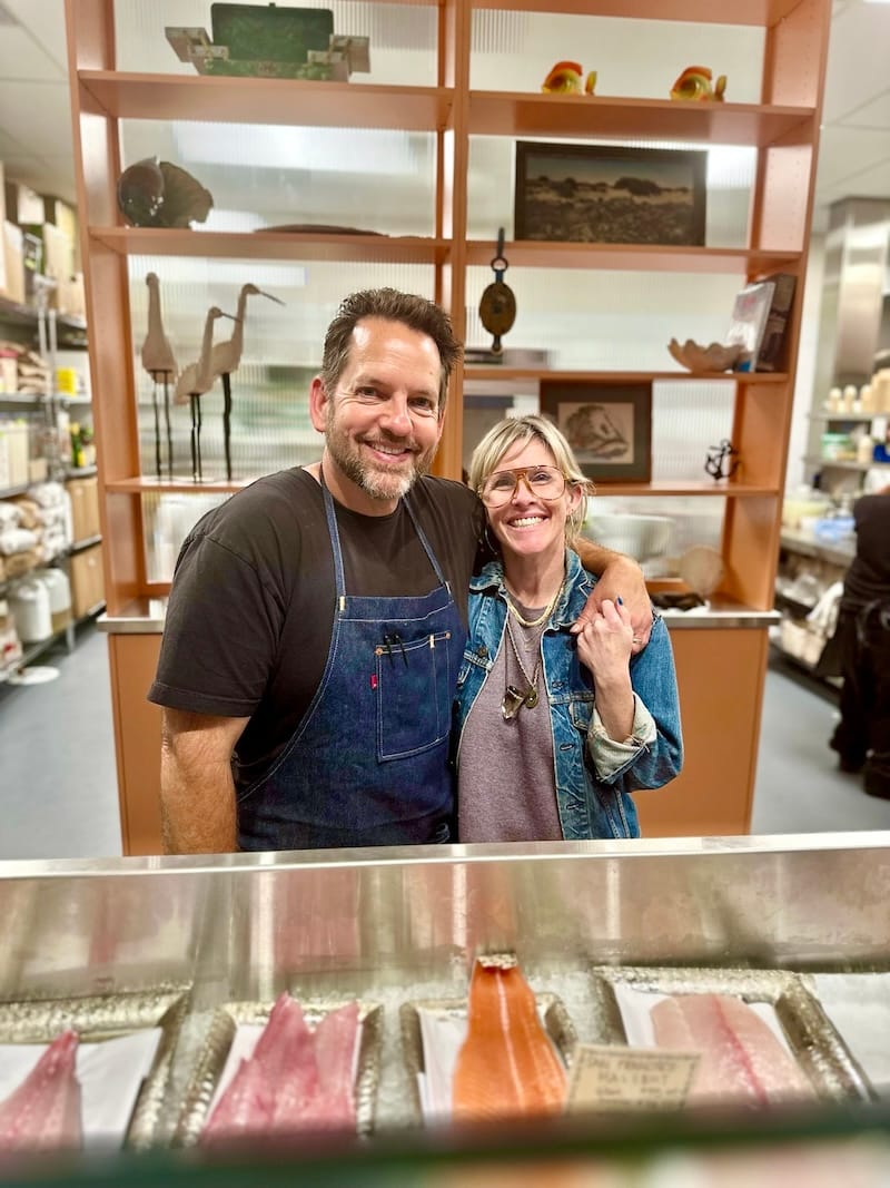 They did it! Co-owners Laurence Jossel and Holly Rhodes on the preview night of Nopa Fish. Photo: © tablehopper.com.