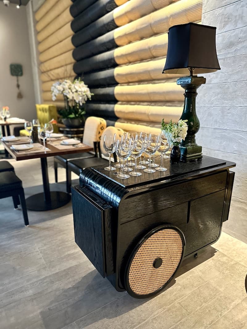 This custom-made serving station was inspired by a rickshaw. Photo: © tablehopper.com.